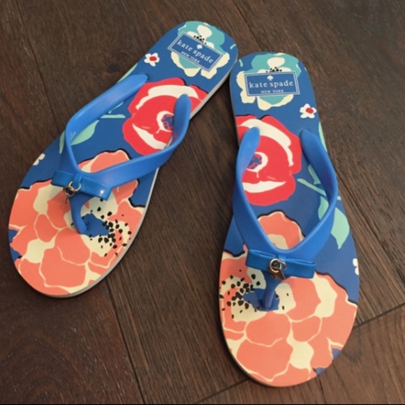 kate spade Shoes - KATE SPADE FIFI OCEAN BLUE MULTI FLORAL FLIP FLOPS